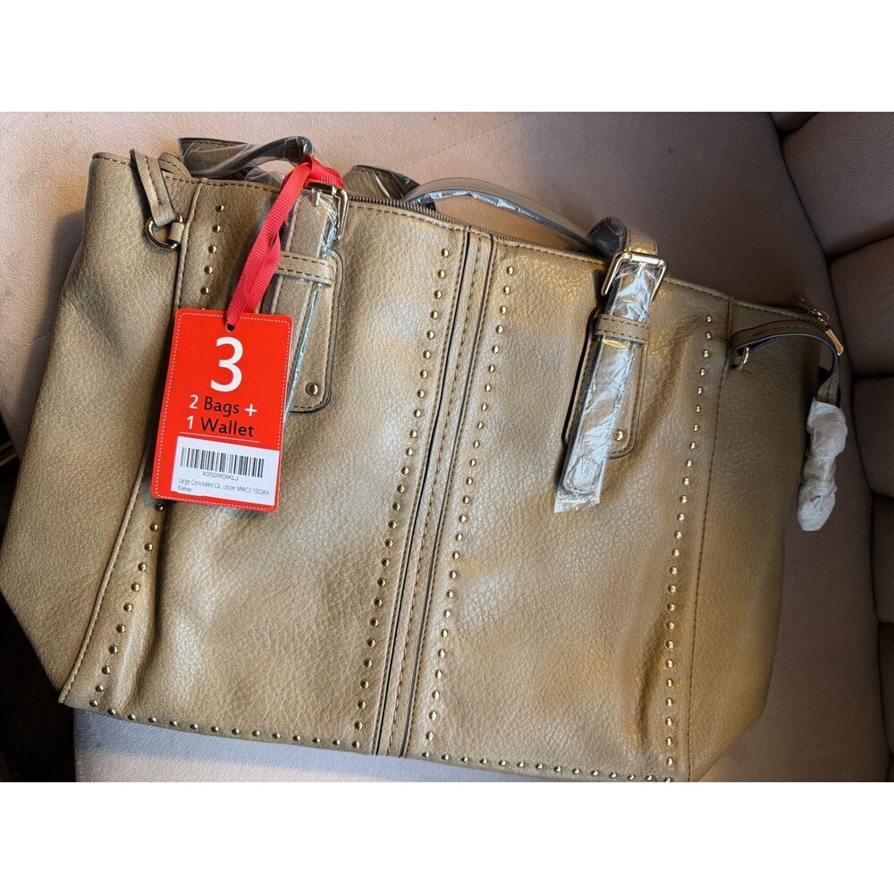 NWT Montana West 3 in 1 Large concealed carry MWC3-1002KH khaki tote